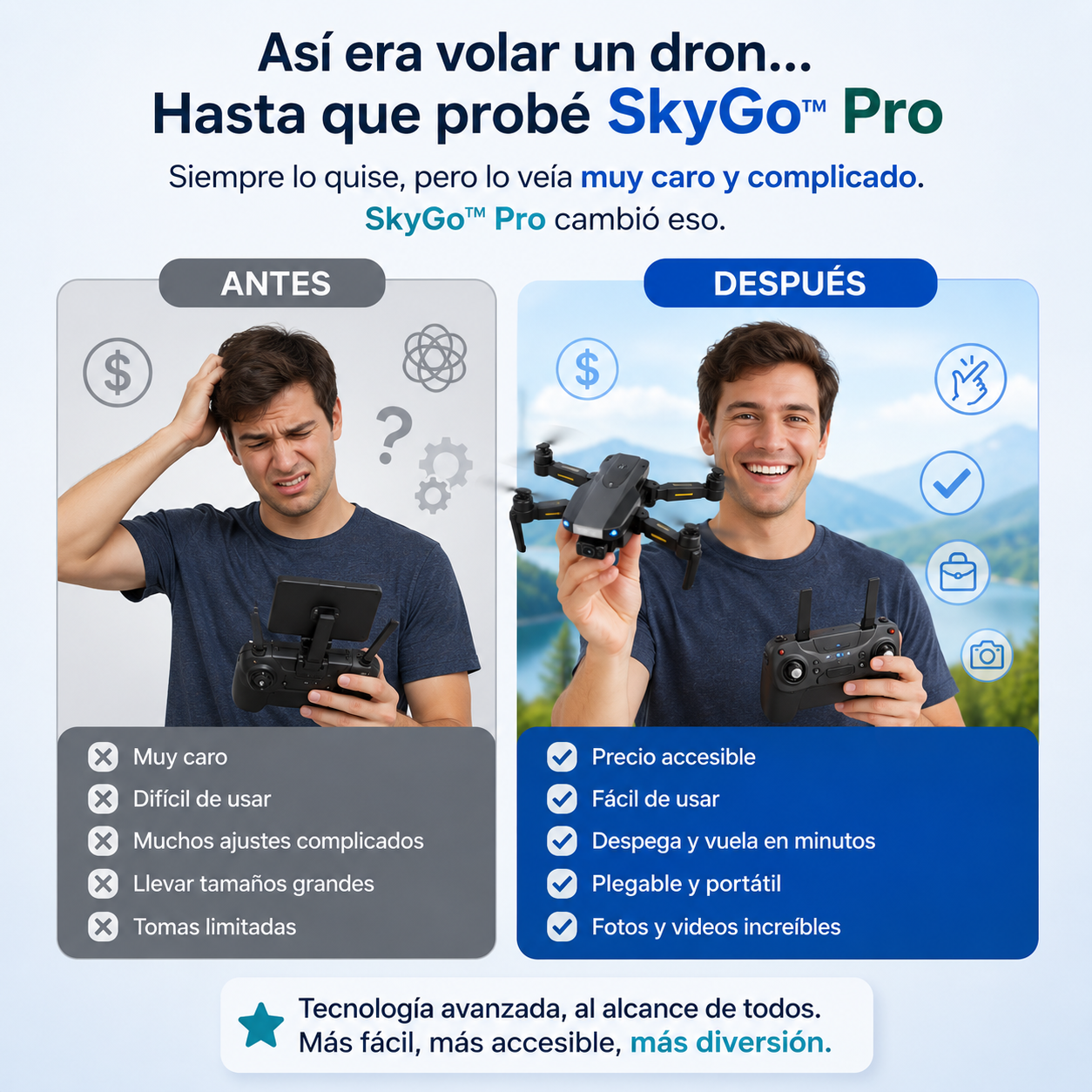 SkyGo™ Pro | Dron inteligente con cámara HD