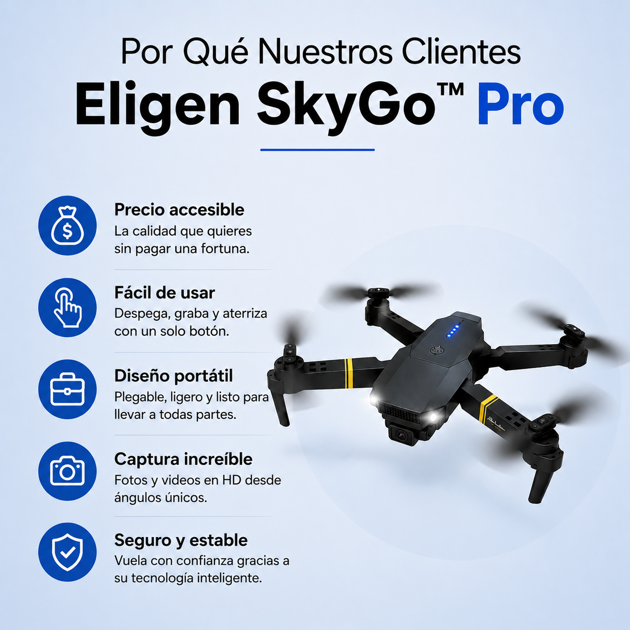 SkyGo™ Pro | Dron inteligente con cámara HD