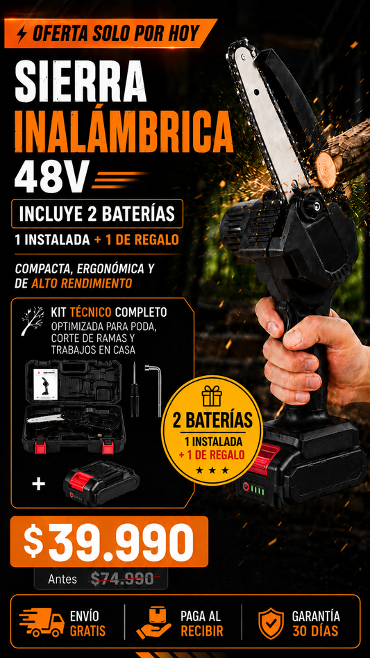 Sierra Inalámbrica 48V + Batería de Regalo | Ligera, práctica y potente