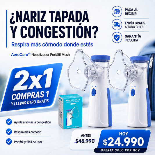 AeroCare™ Nebulizador Portátil 2x1 — Respira Cómodo en Cualquier Lugar